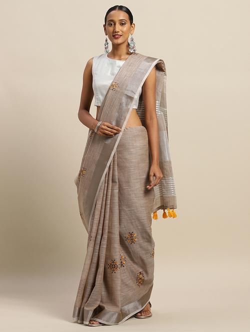 embroidered woven saree with blouse - 17207321 - Very Small Image - 1
