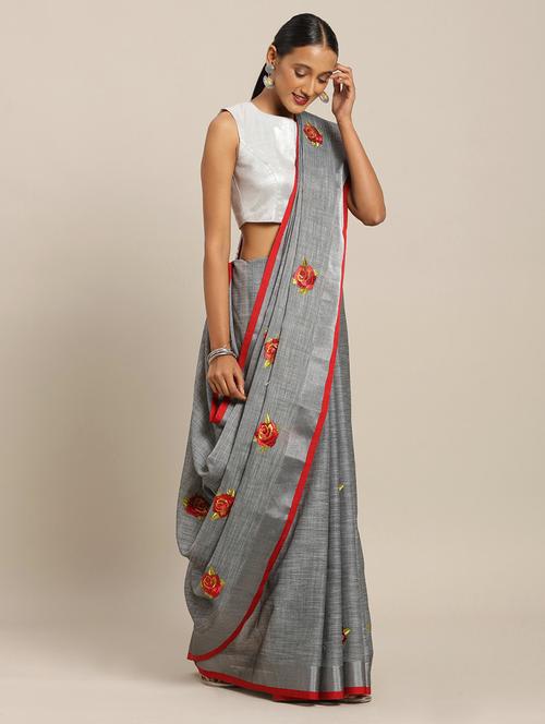 floral woven saree - 17207351 - Very Small Image - 1