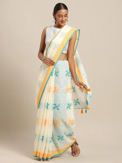 mellow yellow linen saree - 17207387 - Very Small Image - 1