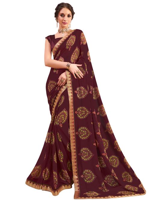 floral printed saree with blouse - 17207567 - Very Small Image - 1