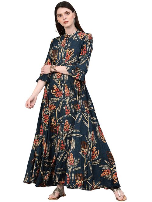 floral print flared kurta - 17207581 - Very Small Image - 1
