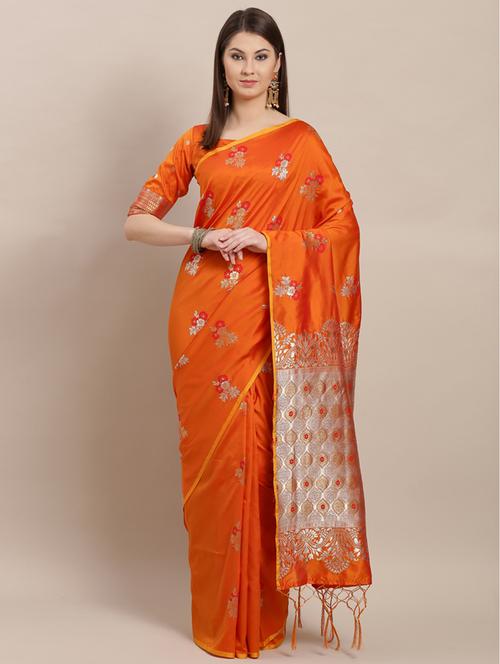 floral banarasi saree with blouse - 17207680 - Very Small Image - 1