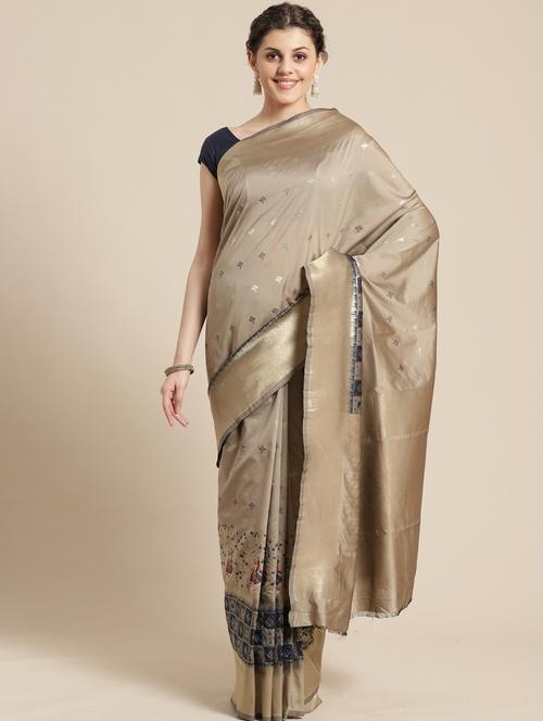 self design woven saree with blouse - 17207690 - Very Small Image - 1