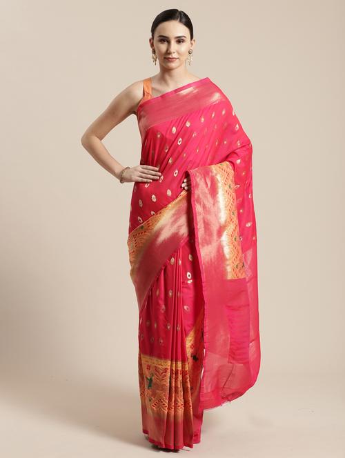 self design woven saree with blouse - 17207700 - Very Small Image - 1