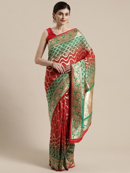 self design woven saree with blouse - 17207708 - Very Small Image - 1