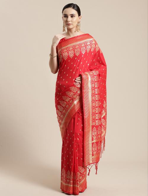 floral woven saree with blouse - 17207735 - Very Small Image - 1