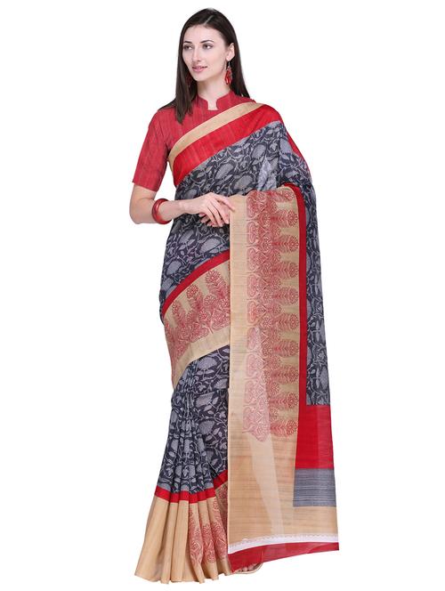 floral printed saree with blouse - 17207804 - Very Small Image - 1