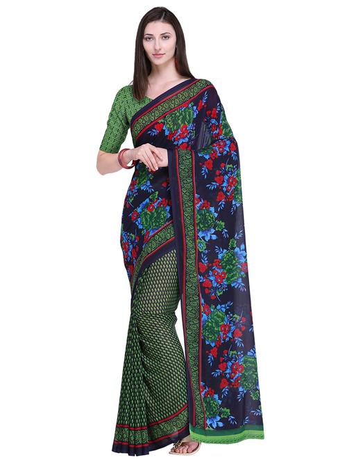 floral printed saree with blouse - 17207806 - Very Small Image - 1