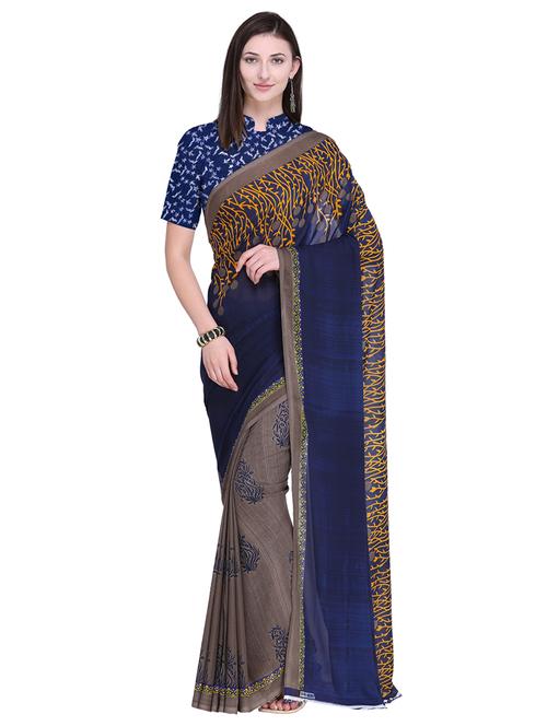 floral printed saree with blouse - 17207807 - Very Small Image - 1