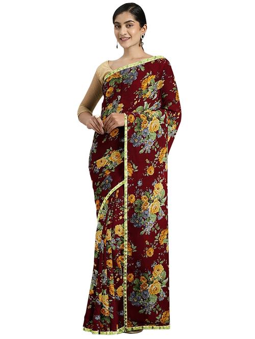 floral printed saree with blouse - 17207823 - Very Small Image - 1