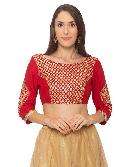 red gota work blouse - 17208552 - Very Small Image - 1