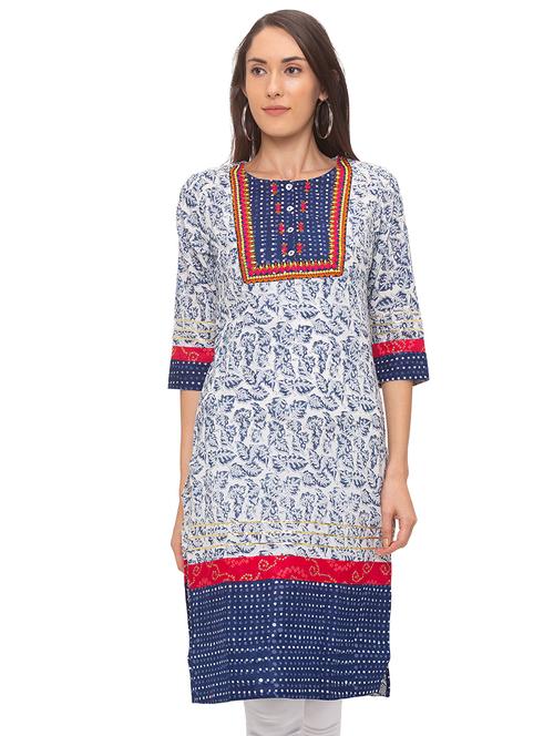 printed straight kurta - 17208571 - Very Small Image - 1