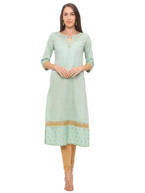 gold print straight kurta - 17208603 - Very Small Image - 1