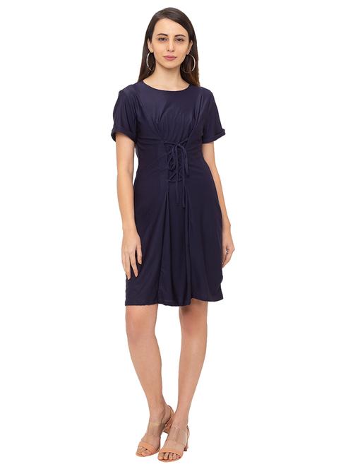 lace up detail textured dress - 17208710 - Very Small Image - 1