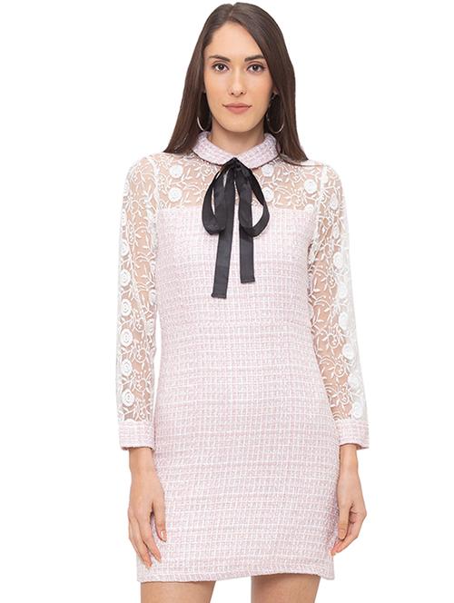 tie up neck laced bodycon dress - 17208744 - Very Small Image - 1