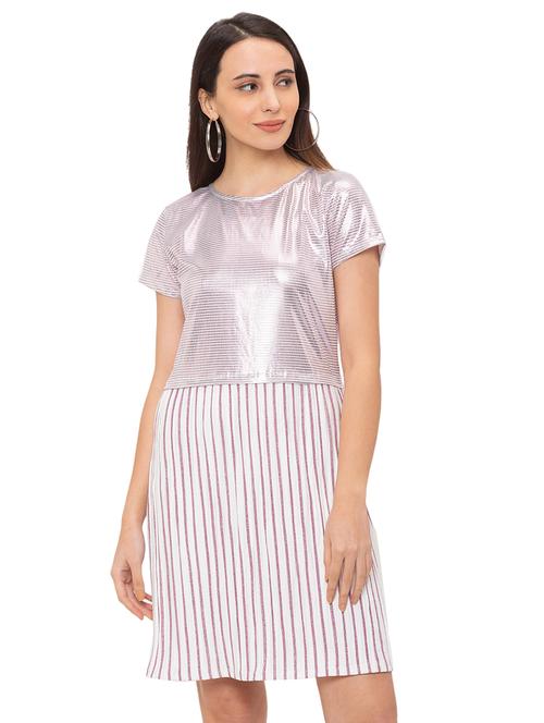 metallic striped a-line dress - 17208747 - Very Small Image - 1