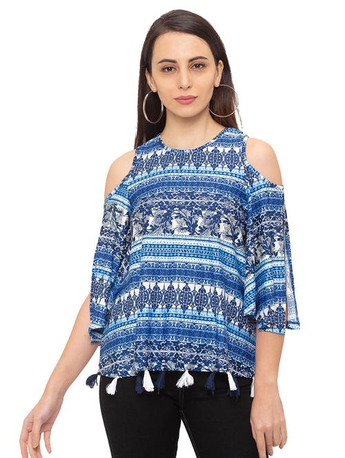 cold shoulder printed top - 17208793 - Very Small Image - 1