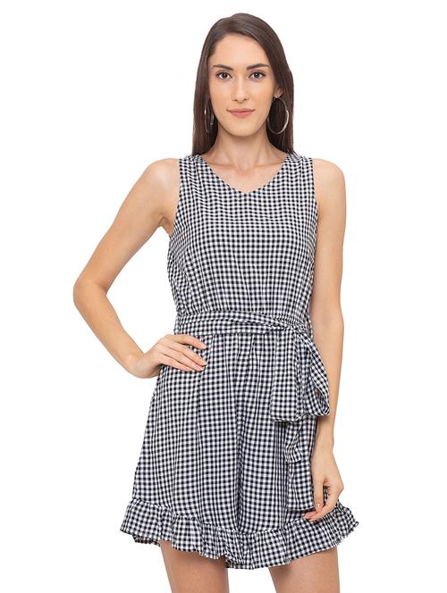 tie front checkered romper - 17208927 - Very Small Image - 1