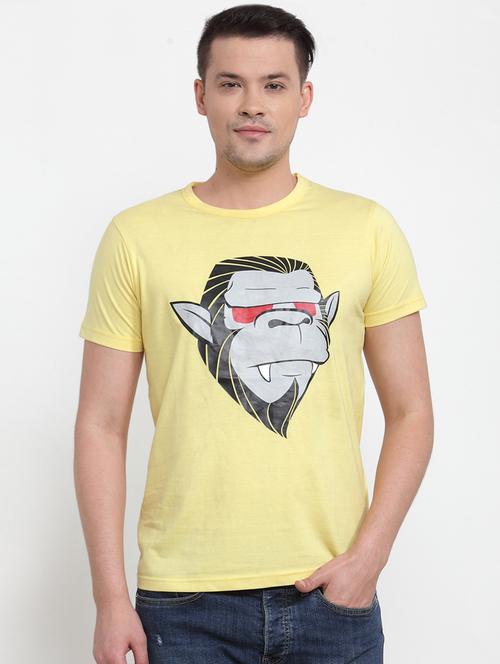 yellow chest print t-shirt - 17209258 - Very Small Image - 1