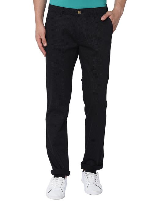 black printed flat front casual trouser - 17209282 - Very Small Image - 1