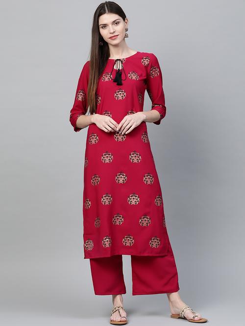 foil print kurta palazzo set - 17209340 - Very Small Image - 1