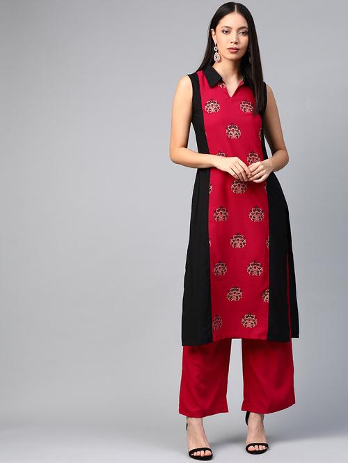 foil print kurta palazzo set - 17209341 - Very Small Image - 1
