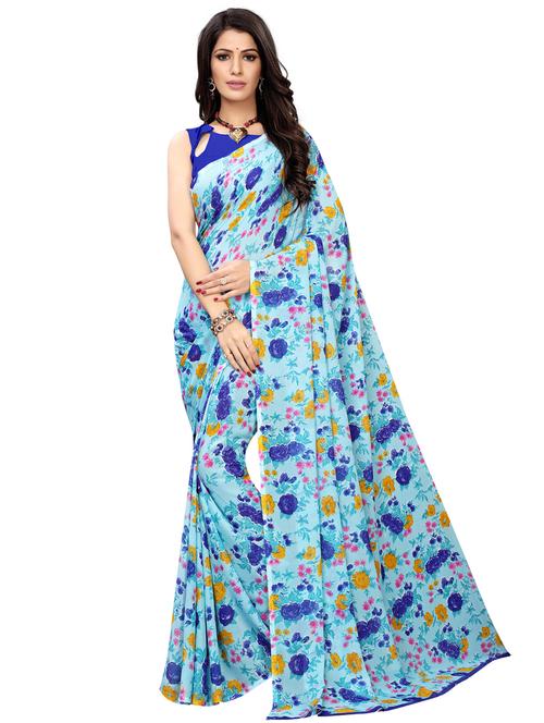 floral printed saree with blouse - 17210771 - Very Small Image - 1
