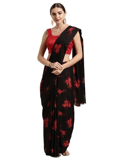 floral printed saree with blouse - 17210777 - Very Small Image - 1