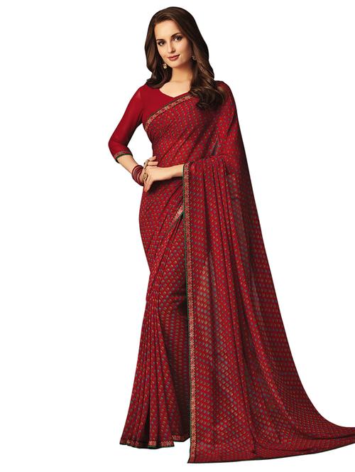 floral printed saree with blouse - 17210802 - Very Small Image - 1