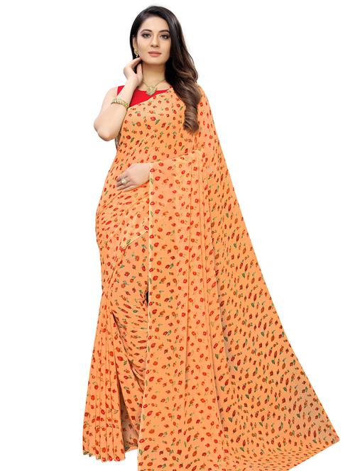 floral printed saree with blouse - 17210810 - Very Small Image - 1