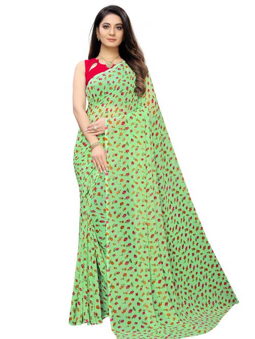 floral printed saree with blouse - 17210811 - Very Small Image - 1