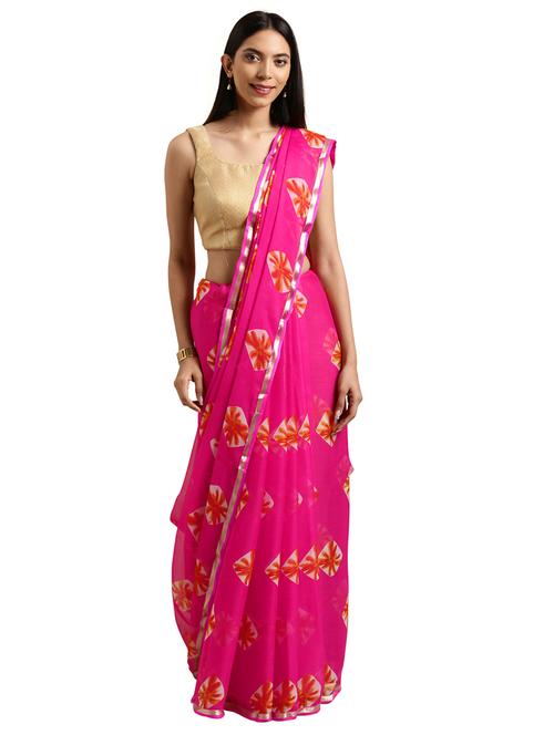 tie & dye printed saree - 17210813 - Very Small Image - 1