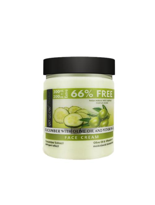 go glow by berina cucumber with olive oil & vitamin e face cream, 500ml - 17210877 - Very Small Image - 1