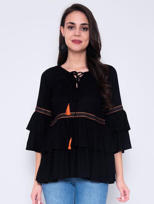 tie up neck solid top - 17210900 - Very Small Image - 1
