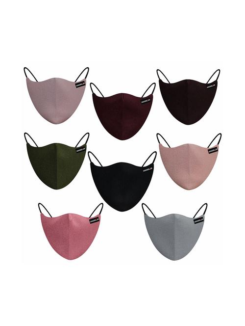 multi colored cotton anti-pollution women mask (pack of 8) - 17211064 - Very Small Image - 1
