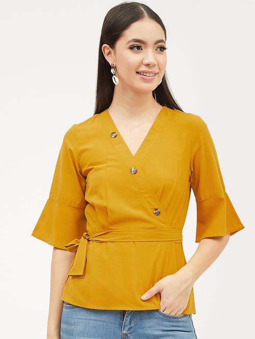 tie front button detail top - 17215462 - Very Small Image - 1