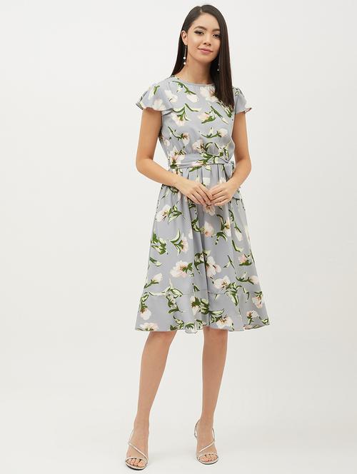 tie knot floral a-line dress - 17215527 - Very Small Image - 1