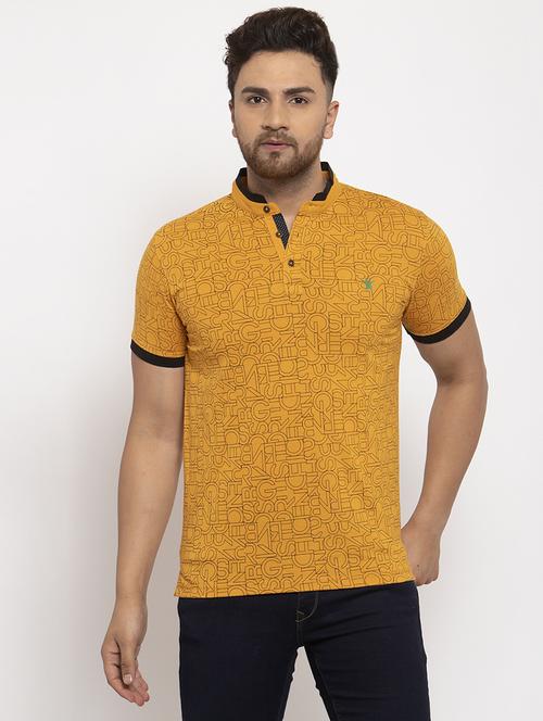 yellow printed collared t-shirt - 17216264 - Very Small Image - 1