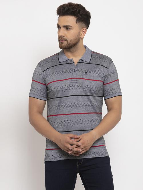 grey striped polo t-shirt - 17216272 - Very Small Image - 1