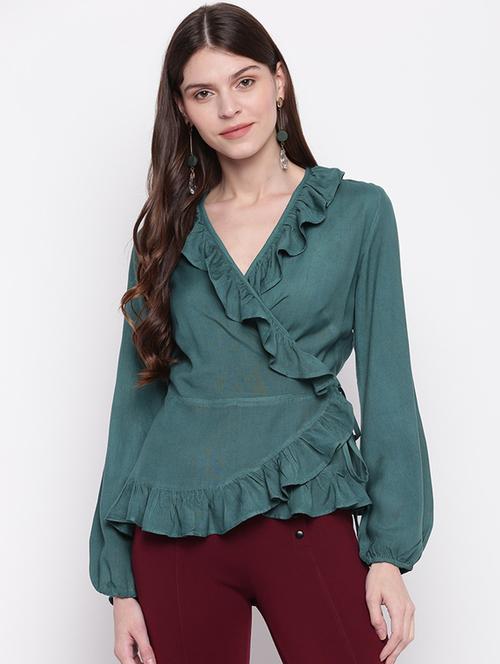 ruffle detail peplum top - 17216357 - Very Small Image - 1
