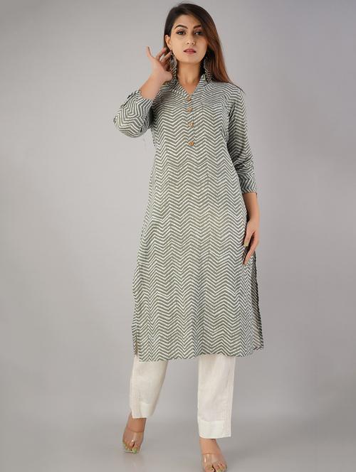 chevron print straight kurta - 17216420 - Very Small Image - 1