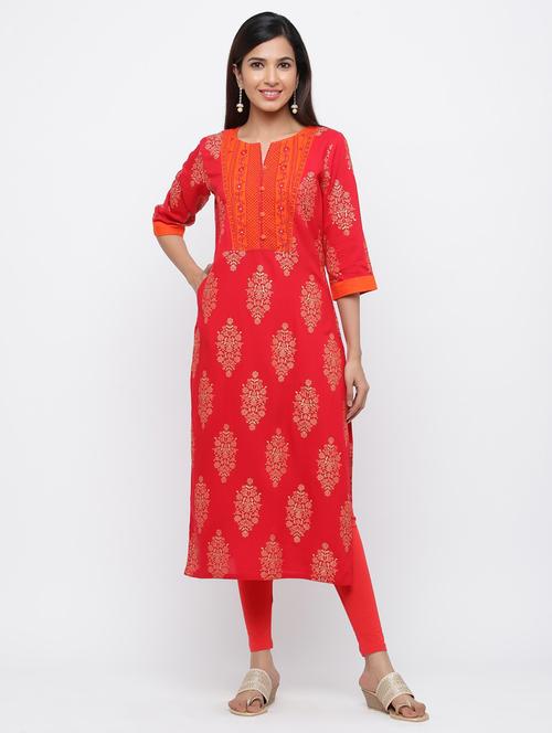 floral straight kurta - 17216941 - Very Small Image - 1