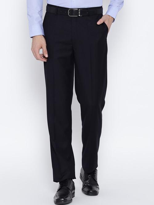 black solid flat front formal trouser - 17218403 - Very Small Image - 1