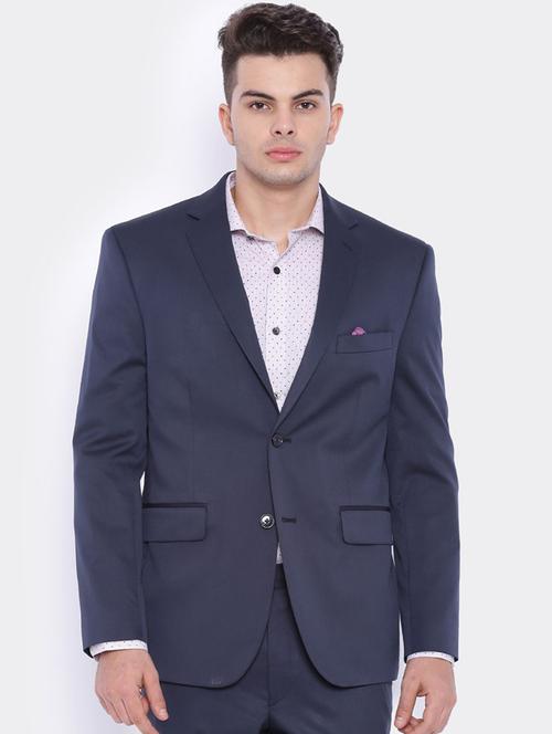 blue solid single breasted formal blazer - 17218420 - Very Small Image - 1