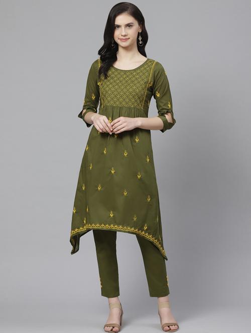 embroidered kurta pant set - 17218490 - Very Small Image - 1