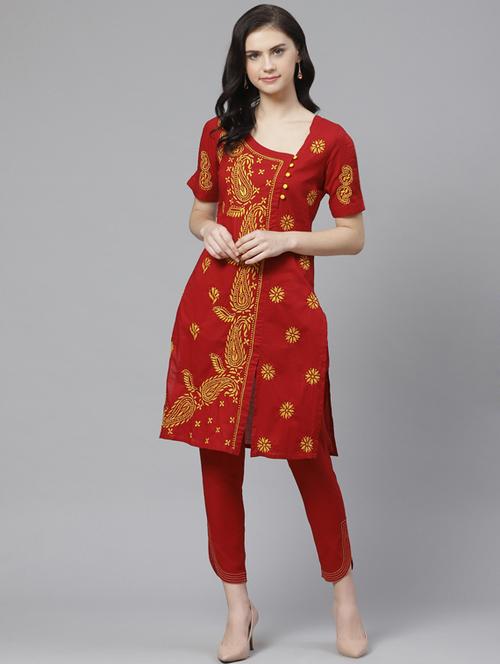 chikankari kurta pant set - 17218496 - Very Small Image - 1