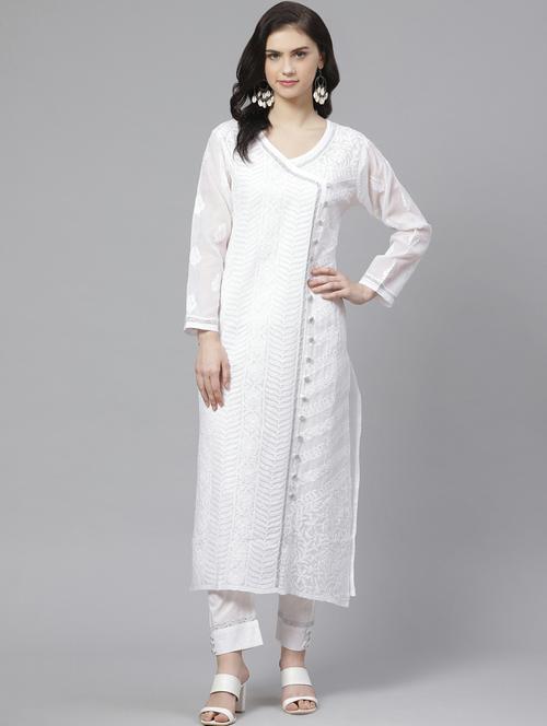 chikankari kurta pant set - 17218501 - Very Small Image - 1