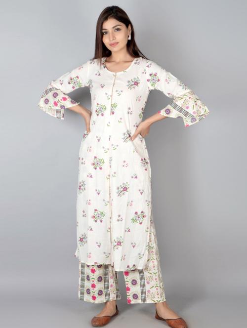floral kurta palazzo set - 17218544 - Very Small Image - 1