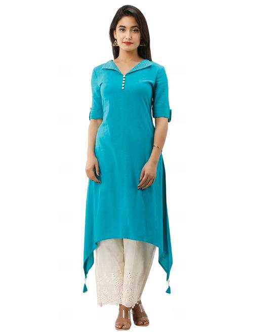 solid asymmetric kurta - 17220947 - Very Small Image - 1