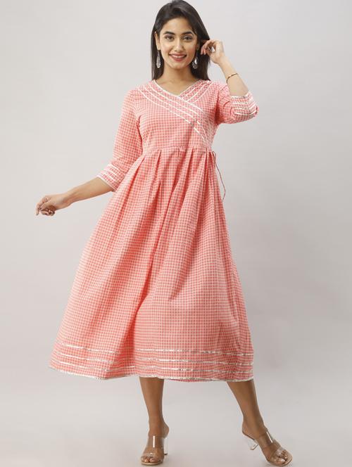 checkered angrakha ethnic dress - 17221101 - Very Small Image - 1